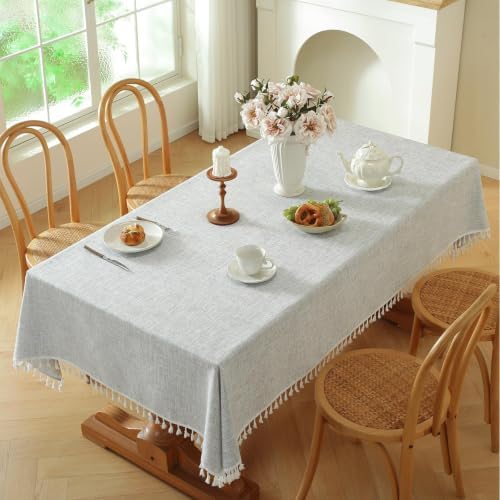 Deep Dream Tablecloths, Waterproof Table Cloth, Linens Wrinkle Free Anti-Fading, Rustic Table Cover Decoration for Kitchen Dinning Christmas (Rectangle/Oblong, 55''x86'',6-8 Seats, Solid Grey) - Image 5