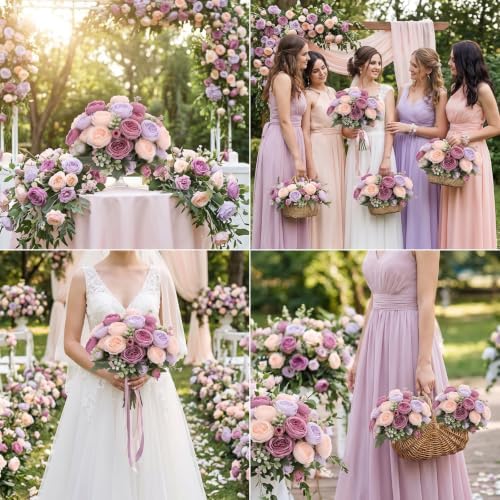Geosar 36 Bundles Artificial Peonies Flowers,Dusty Pink, Light Pink, Purple - Image 6