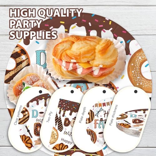 96 Pcs Donuts with Dad Decorations Fathers Day Plates，Serves 24 - Image 6