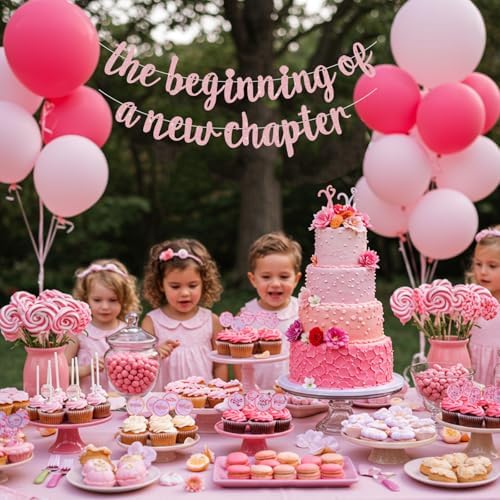 BEISHIDA Dark Pink Pre-Strung Glitter The Beginning of A New Chapter Banner - Image 5