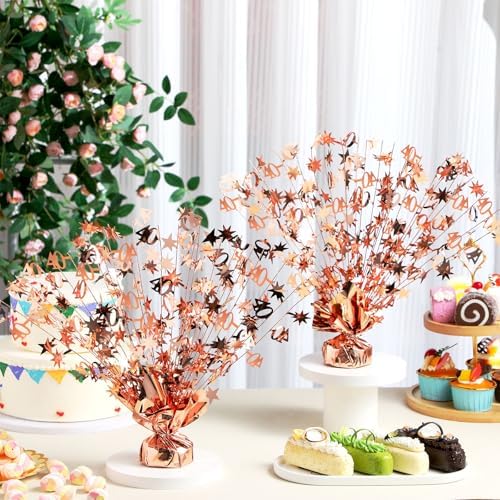 6 Pcs 40th Rose Gold Birthday Decoration 40th Table Centerpiece - Image 3