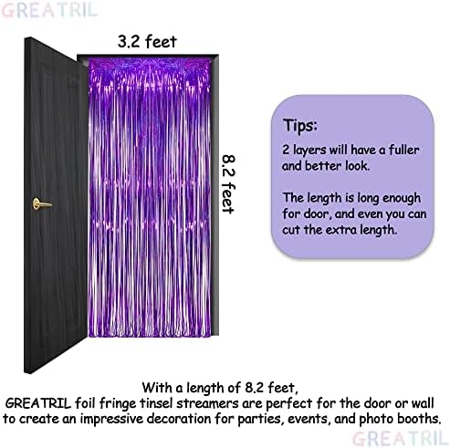 Purple Tinsel Curtain Party Backdrop - 3.2ft x 8.2ft - Pack of 2 - Image 6
