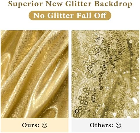 Outpain 30x10ft Gold Sequin Backdrop Curtains, Wrinkle Free Glitter Backdrop Drapes for Wedding Parties Photography Stage Decor, Non-Shedding 6 Panels Set (5x10ft Each) - Image 2