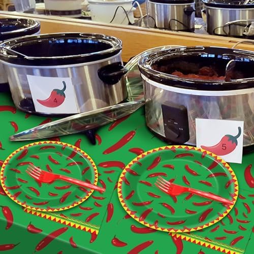 100 Pcs Chili Cook Off Party Plates and Napkins Set Pepper Birthday Decorations Mexican Party Supplies Mayo Tableware Fiesta Themed Party Favors for Red Chili Party Decorations Serves 25 - Image 7