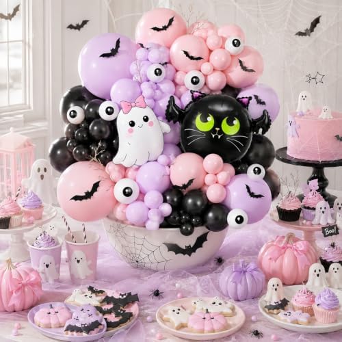 Pink Purple Halloween Balloon Arch Kit, Spooky One Birthday Decorations - Image 6