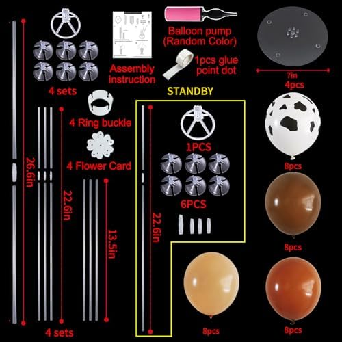 TONIFUL 4 Set Brown Nude Cow Balloon Stand Balloon Centerpiece for Table - Image 2