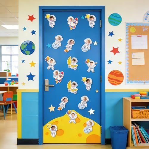 54Pcs Astronaut Cutouts Bulletin Boards Decorations, DIY Space Cutouts Planet Rocket Spacecraft Classroom Photo Craft Bulletin Board for Back to School Party Decor Student Teacher Supplies - Image 5
