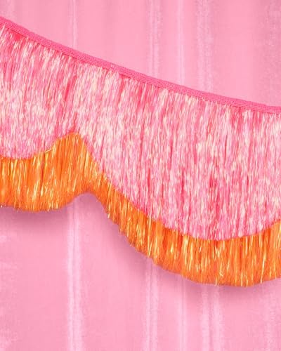 xo, Fetti Pink and Orange Scallop Fringe Banner | Bachelorette Party, Birthday, Summer Decor, Iridescent, Fiesta, Girly, Photo Prop, Backdrop - Image 5
