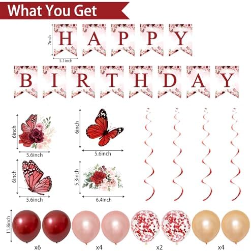 Rose Gold Flower Peony Birthday Decorations Party Set for Women - Image 2
