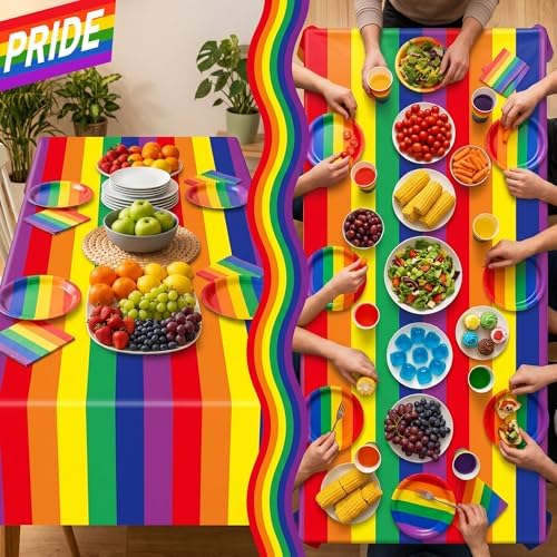 100FT x 54IN Rainbow Plastic Tablecloth Roll with Slide Cutter Box - Image 5