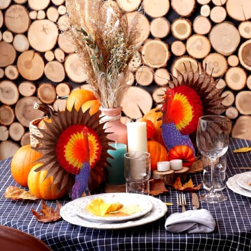 Fourluoo 12 Pcs Fall Thanksgiving Table Decor Turkey Honeycomb Centerpiece - Image 6