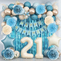 Dusty Blue 21st Birthday Party Decorations Boys Beige Number 21 Balloon by KAINSY