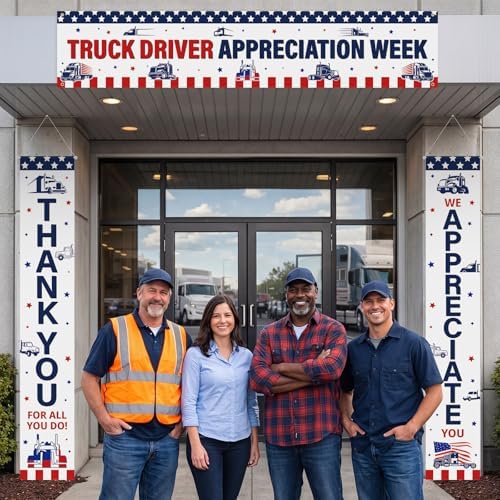 Smoothnovelty 3 Pcs Red and Blue Truck Driver Appreciation Banner - Image 4