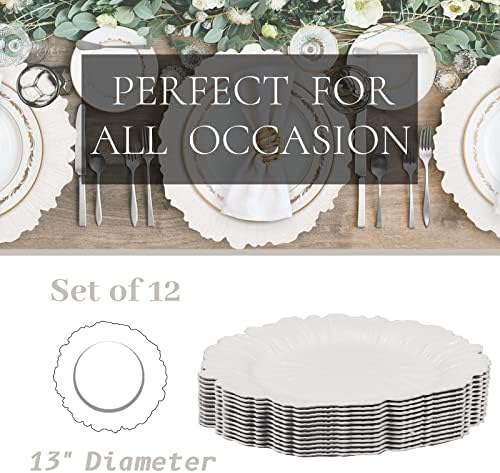 MAONAME White Charger Plates Set of 12, Reef Chargers for Dinner Plates - Image 6