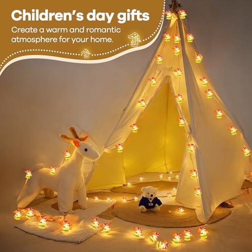 Mushroom Decor Cottage Core Decor 10FT 30LEDs Mushroom String Lights Battery Operated for Kids Gifts Bedroom Dorm Party Wedding Outdoor Patio Whimsical Decoration - Image 2