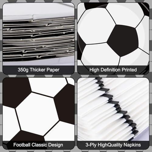 40Pcs Soccer Plates and Napkins Party Supplies - Soccer Birthday Party Decorations Tableware Set, Disposable Paper Dinner Plates Napkins for Sport Themed Soccers Parties Table Decor Favors, Serves 20 - Image 4