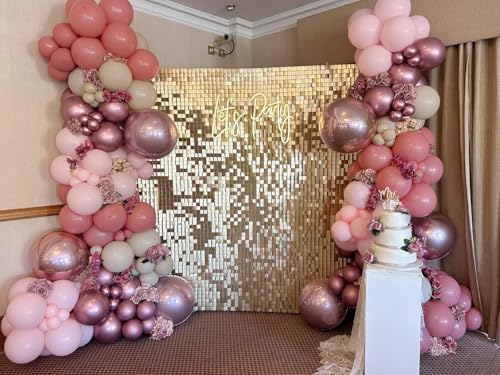 Champagne Gold Shimmer Wall Backdrop, 36pcs Sequin Panels - Image 5