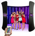 360 Photobooth Backdrop Photo Booth Enclosure Wall Backdrops Customized Logo 8FT Video Selfie Rotating Background with 28 PCS LED Light Stand for Rental Wedding Party by ZLPOWER