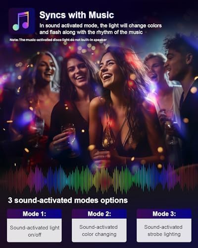 Luditek 3-Pack Sound Activated Party Lights with Remote Control Dj Lighting, Disco Ball Light, Strobe Light Stage Lamp for Home Room Dance Prom Party Decorations Supplies - Image 2