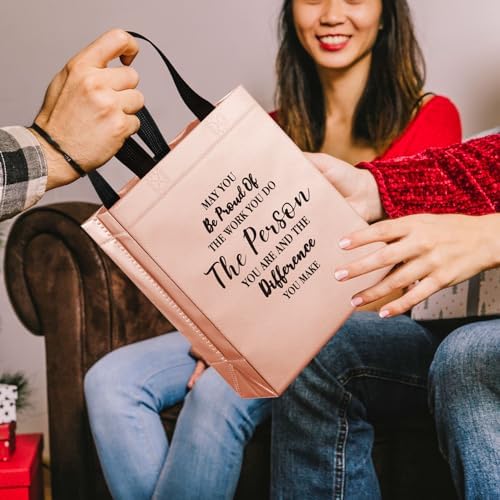 36 Pcs Thank You Reusable Gift Bags Employee Appreciation Gift Bags May You Be Proud Team for Employee Teacher Student Coworker Secretary Assistant Gifts(Rose Gold,10x8x4Inch) - Image 2