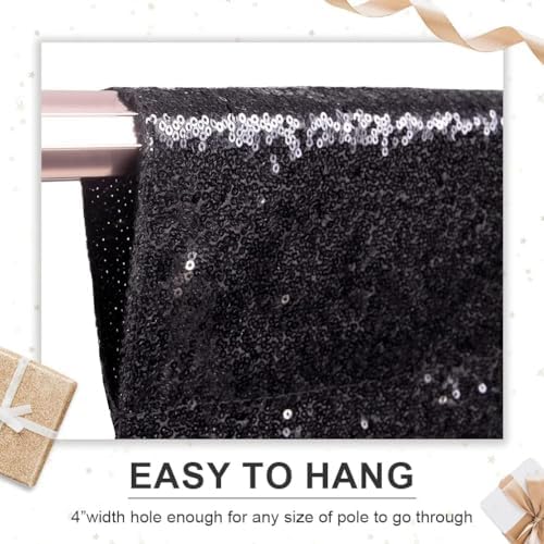 PartyDelight Black Sequin Backdrop Curtains 2x8ft 4 Panels - Image 4