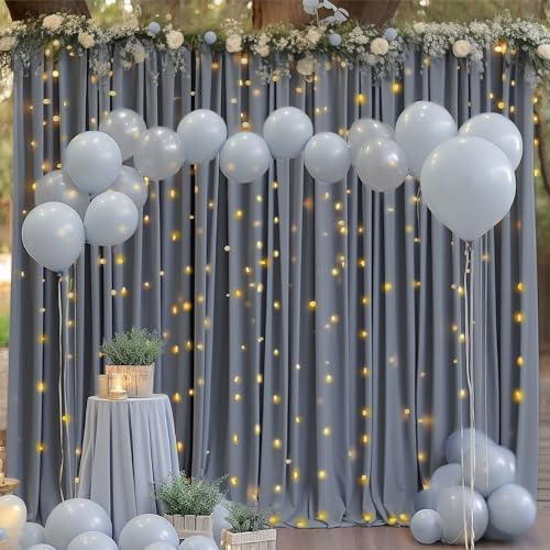 4 Panels Charcoal Backdrop Curtain for Parties Wedding Wrinkle Free Silver Grey Photo Curtains Backdrop Drapes Fabric Decoration for Birthday Party Baby Shower 20ft(W) x 10ft(H) - Image 4