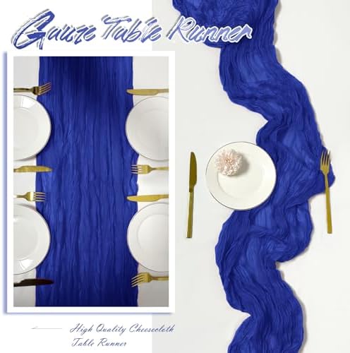 30 Pack Royal Blue Cheesecloth Table Runner 17 x 108 inch Cheese Cloth Table Runners 9ft Terracotta Table Runner Rustic Romantic Sheer Gauze Runner for Wedding Party Baby Shower Table Decoration - Image 6