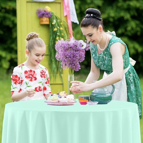 4 Pack Round Pastel Plastic Tablecloth, 84 Inch - Image 4