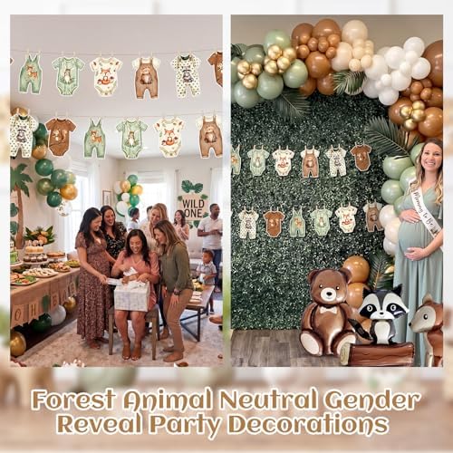 Frienda Woodland Baby Shower Banner Gender Neutral Sage Green Bodysuit Set - Image 6