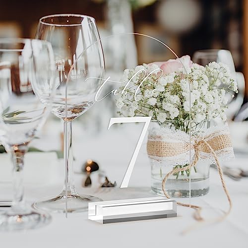 Clear Arch Table Numbers for Wedding, 5x7 Inch Arched Acrylic Table Numbers 1-20 with Stands, Clear Acrylic Arch Sign with Holder for Centerpiece, Reception, Wedding, Party, Event - Image 5