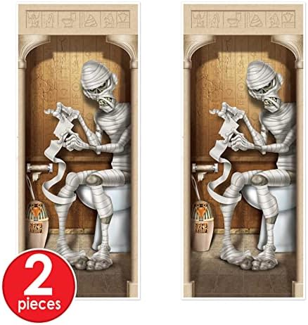 Beistle 2-Pack Mummy Restroom Door Covers, Spooky Halloween Bathroom Decorations, All-Weather Plastic for Haunted House and Trick-or-Treat, 5’ x 30” - Image 4