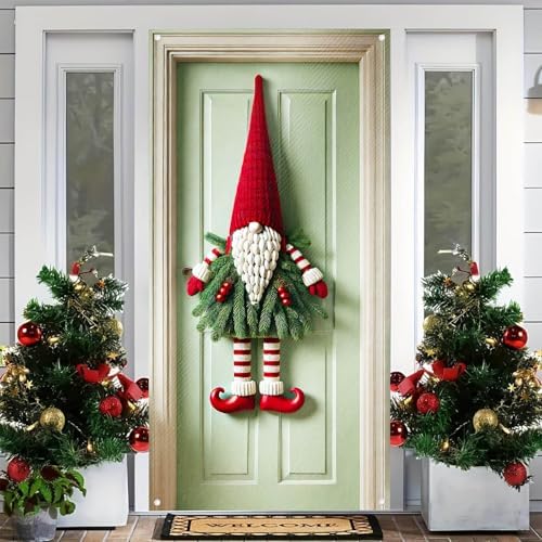 BlissYard Christmas Door Cover Red Hat Gnome 35 x 71 Inch - Image 2