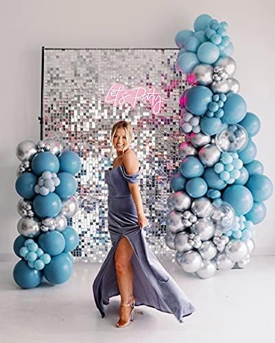 24 Sequin Panels for Shimmer Wall - New Interlocking Design | Sequin Wall, Party Backdrop, Events, and Advertising Signs (Silver) by BlushBloomsDecor