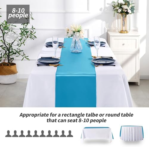 SiinvdaBZX 4 Pcs Teal Blue Satin Table Runner 12 x 108 inches Long - Image 3