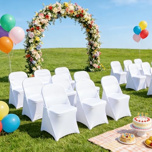 HAINARverS Stretch Spandex Folding Chair Covers 50PCS White, - Image 2