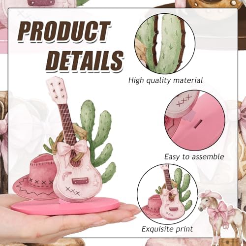 Wesiti 12 Pcs Cowgirl Party Decorations for Table Western Cowgirl Table Decorations Coquette Wooden Bownot Boot Hats Centerpiece Tabletop Decor for Tiered Tray Decor Bachelorette Favor - Image 3