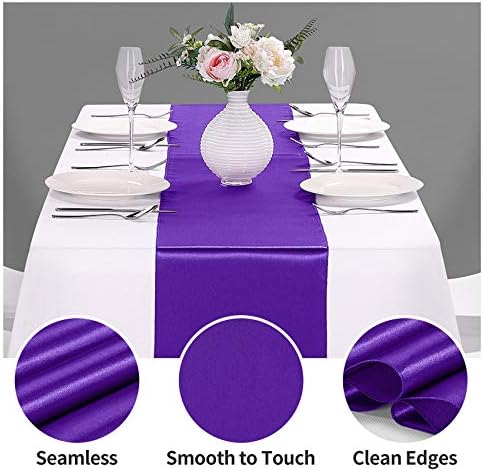 15-Pack Satin Table Runner Purple 12 x 108 inches Long, Table Runners for Wedding, Birthday Parties, Banquets Decorations（15 Pack, 12x108 Inch, Purple） - Image 2
