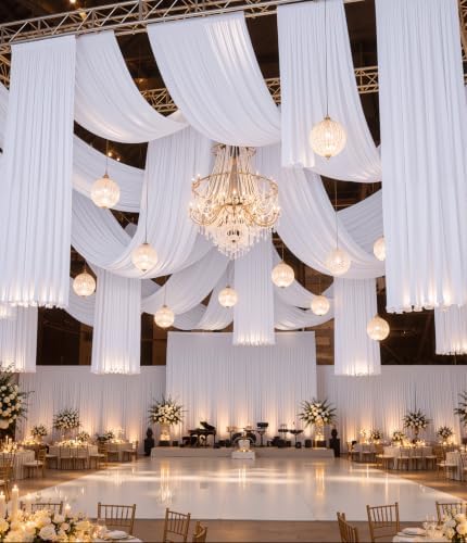 50ftx30ft White Ceiling Drapes for Wedding Parties by DOMOVAPartyDecorations