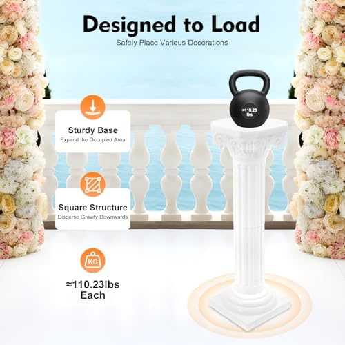 2PCS Wedding Roman Column 34.65" H Wedding Roman Column Pillars Set White Elegant Pillars Stand Event Decorative Column with Adjustable Height & Detachable Base for Weddings Parties Garden Decor - Image 4