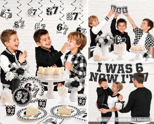 Xynic 189 Pcs Black 6 7 Birthday Decorations for Boys, Serves 25 - Image 7