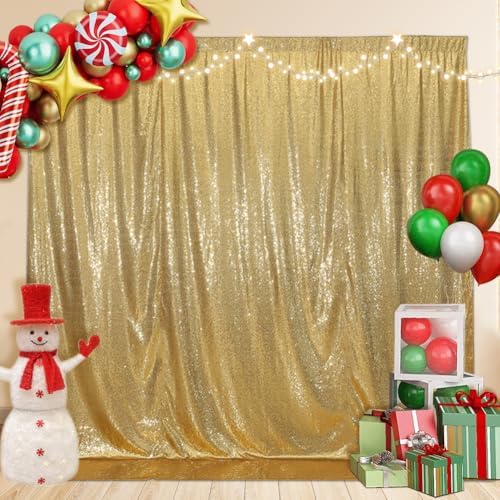 SquarePie 8x10ft Gold Sequin Backdrop, High Density Non-Transparent Glitter Curtain for Photography, Birthday, Wedding Party Decorations, Thick Solid Background with 4" Rod Pocket, 1 Panel - Image 7