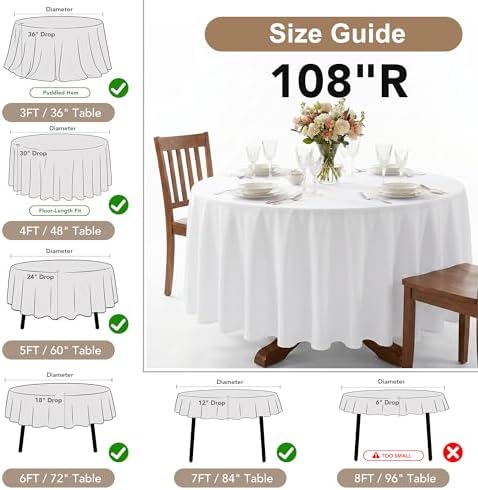 Fitable 6 Pack Bronze Round Tablecloths - 108 Inches in Diameter - Image 3