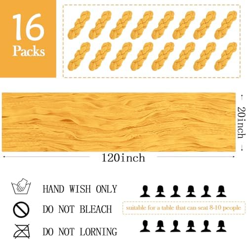 16 Pack Gold Cheesecloth Table Runner 20 x 120 inch Gauze Table Runners 10 FT Long,Semi Sheer Cheese Cloth Fabric Table Runner Bulk for Wedding,Party,Baby Shower,Bridal Shower Decoration - Image 2