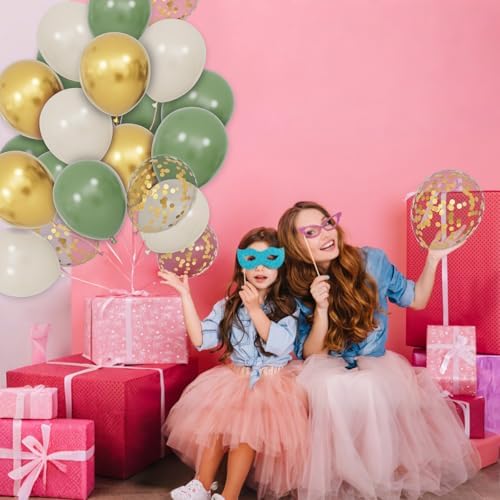 68Pcs Balloons Kit 12 Inch, Sage Green Balloon Sand White Metallic Gold Balloon Confetti with Ribbons, Party Balloons for Baby Bridal Shower Wedding Birthday Decorations. - Image 7