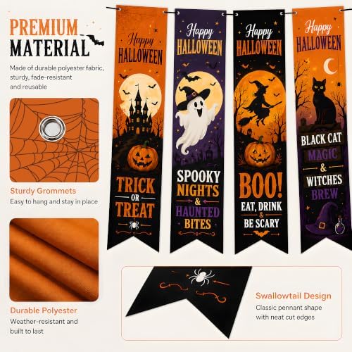 Halloween Decorations - 4 PCS Vertical Happy Halloween Hanging Banners - Image 2