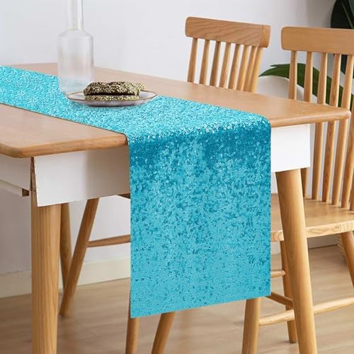 10 Packs 12 x 72 inches Turquoise Sequin Table Runner - Image 2