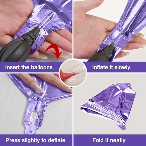 12PCS Purple Round Foil Balloons 22" 15" 10" Large Metallic Balloons - Image 7