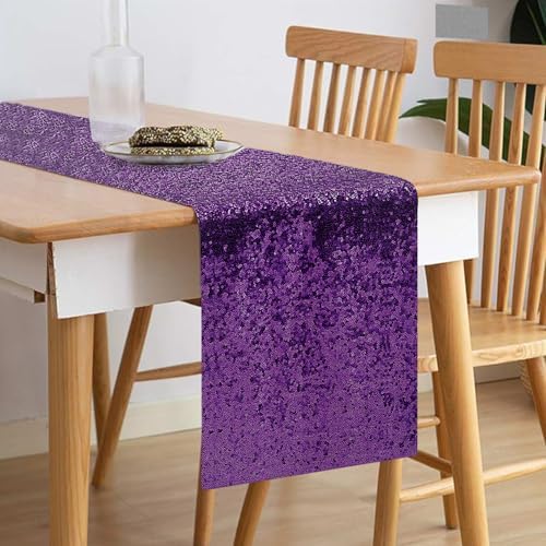10 Packs 12 x 72 inches Purple Sequin Table Runner - Image 2