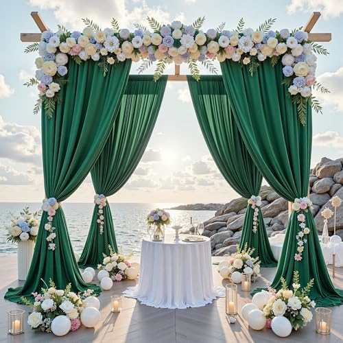 10 ft x 8 ft Wrinkle Free Hunter Green Backdrop Curtain for Parties, Fabric Dark Green Photo Backdrop Drapes 2 Panels 5x10ft for Baby Shower Wedding Birthday Party Photography Curtains - Image 2