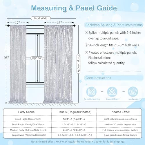 Silver Sequin Backdrop 2 Panels 2FTx8FT Christmas Party Backdrop Curtains - Image 5